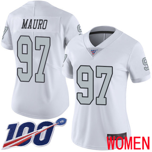 Oakland Raiders Limited White Women Josh Mauro Jersey NFL Football #97 100th Season Rush Vapor Jersey